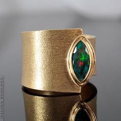 pierścionek,srebrny,złocony,opal,asymetryczny - Pierścionki - Biżuteria