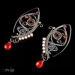 kolczyki motyle,wire wrapping,kolorowe,vevka - Kolczyki - Biżuteria