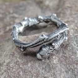 srebrny pierścionek,gałązka,srebrna gałązka, - Pierścionki - Biżuteria