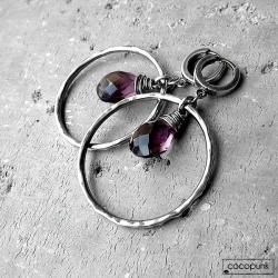 koła,długie,wiszące,fioletowe,z kamieniami,kwarc - Kolczyki - Biżuteria