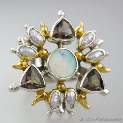 pierścionek,srebro,opal,unikat,pomianowski - Pierścionki - Biżuteria