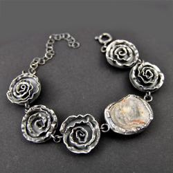 bransoletka,róże,unikatowa,srebrna,ekskluzywna - Bransoletki - Biżuteria
