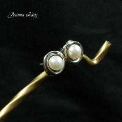 delikatne,perły,proste,srebro,perły naturalne - Kolczyki - Biżuteria