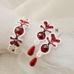 biżuteria ślubna,ślub,biel i czerwień - Komplety - Biżuteria