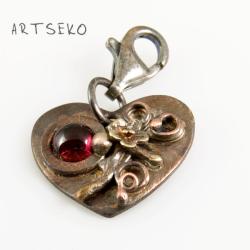 charms,z granatem,serce,romantyczne - Charms - Biżuteria