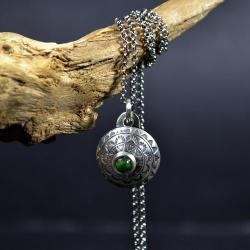 srebrny naszyjnik,wisior z kamieniem - Naszyjniki - Biżuteria