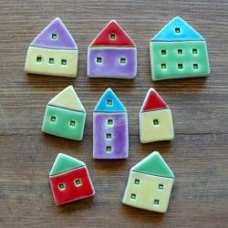domki,kolorowe,mini,magnesy - Magnesy na lodówkę - Wyposażenie wnętrz