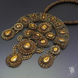 haft koralikowy,ekskluzywny,naszyjnik - Naszyjniki - Biżuteria