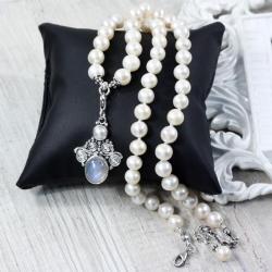 Srebrny naszyjnik z perłami - Naszyjniki - Biżuteria