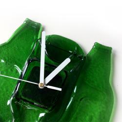 szklany zegar,zegar z butelek,zielony zegar, - Zegary - Wyposażenie wnętrz