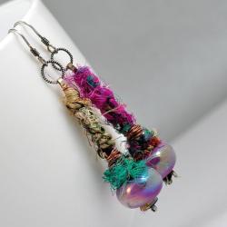 kolczyki oryginalne,kolorowe,z jedwabiem - Kolczyki - Biżuteria