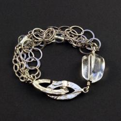 srebrna bransoletka z kryształem - Bransoletki - Biżuteria