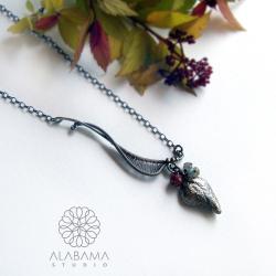srebrny naszyjnik wire-wrapping,alabama - Naszyjniki - Biżuteria