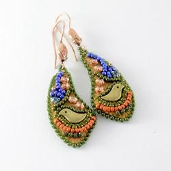 bead embroidery,kolczyki haftowane - Kolczyki - Biżuteria