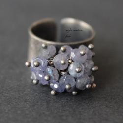 srebro,pierścionek,fado,niebieski,oksydowany, - Pierścionki - Biżuteria
