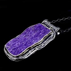 srebrny,czaroit,violet,lawendowy,okaz,duży,surowy, - Wisiory - Biżuteria