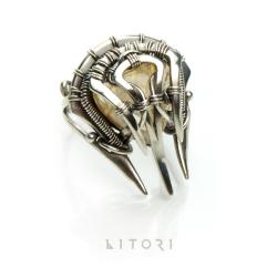 srebrny pierścionek,diablo,wire-wrapping - Pierścionki - Biżuteria