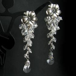 ślubne kolczyki z kwiatami Swarovski srebro - Kolczyki - Biżuteria
