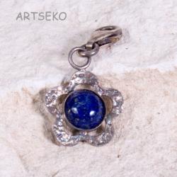 charms,kwiatek,srebrny,z lapis lazuli - Charms - Biżuteria