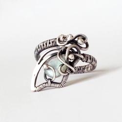 pierścionek srebrny,pierścionek z labradorytem - Pierścionki - Biżuteria
