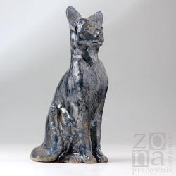 rzeźba,kot,ceramika,unikat,srebrny - Ceramika i szkło - Wyposażenie wnętrz