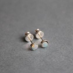 kolczyki srebro sztyfty opal - Kolczyki - Biżuteria