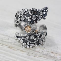 Srebrny pierścionek z cyrnoniami - Pierścionki - Biżuteria