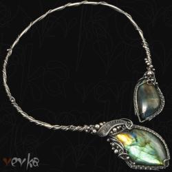 naszyjnik,labradoryt,wire wrapping - Naszyjniki - Biżuteria