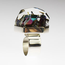 pierścionek,titanium aura,żywica,srebro - Pierścionki - Biżuteria