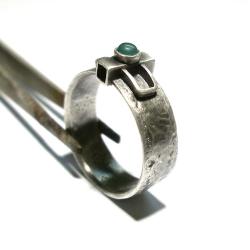 pierścień,srebro,agat zielony - Pierścionki - Biżuteria
