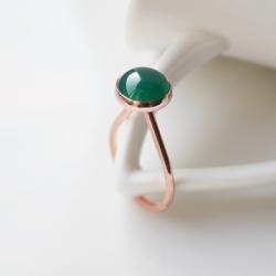 pierścionek,z agatem,zielony,zielony agat - Pierścionki - Biżuteria