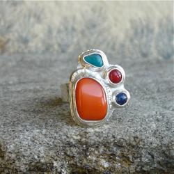 kolorowy pierścionek,koralowy - Pierścionki - Biżuteria