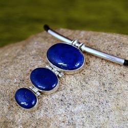 naszyjnik srebrny z lapis lazuli - Naszyjniki - Biżuteria