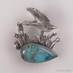 azuryt,ptak,art jewellery,pendant,handmade - Wisiory - Biżuteria