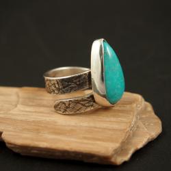 pierścionek z turkusem,niebieski srebrny - Pierścionki - Biżuteria