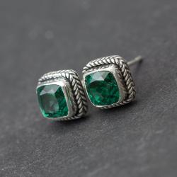 srebro,kwarc zielony,kolczyki,z kwarcem - Kolczyki - Biżuteria