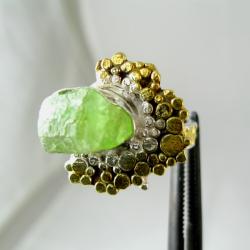Pierścień srebrny z oliwinem - Pierścionki - Biżuteria