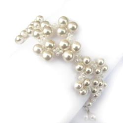 bransoletka ślubna z białymi perłami Swarovski - Bransoletki - Biżuteria