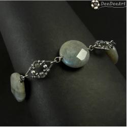 bransoletka,labradoryt,elegancka,wirewrapping, - Bransoletki - Biżuteria