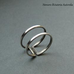srebro,podwójny,minimalizm - Pierścionki - Biżuteria