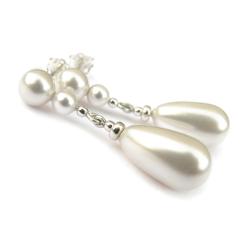 srebrne kolczyki ślubne białe perły Swarovski - Kolczyki - Biżuteria