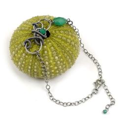 bransoletka,wire-wrapping,zielona,delikatna - Bransoletki - Biżuteria