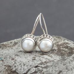 srebro,perła,z perłą,kolczyki - Kolczyki - Biżuteria