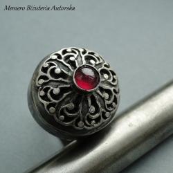 srebro,rubin,koronka,retro,sygnet - Pierścionki - Biżuteria