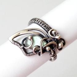 pierścionek srebrny,pierścionek z labradorytem - Pierścionki - Biżuteria