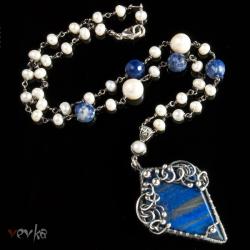 elegancki,unikatowy,naszyjnik z lapisu lazuli - Naszyjniki - Biżuteria
