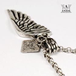 srebrne skrzydło,naszyjnik ze skrzydłem - Naszyjniki - Biżuteria