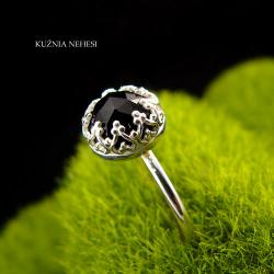 Nehesi,Pierścień,z Melanitem,ze srebra, - Pierścionki - Biżuteria