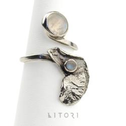 pierścionek,srebrny,kamień księżycowy,litori - Pierścionki - Biżuteria