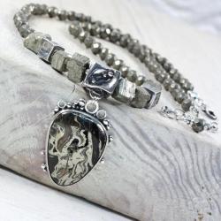 Srebrny naszyjnik z pirytem - Naszyjniki - Biżuteria